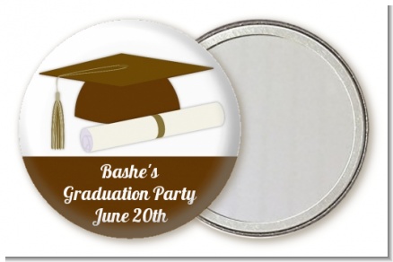 Graduation Cap Brown - Personalized Graduation Party Pocket Mirror Favors
