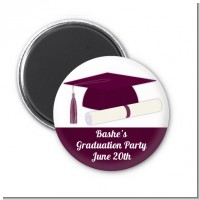 Graduation Cap Maroon - Personalized Graduation Party Magnet Favors