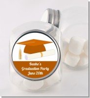 Graduation Cap Orange - Personalized Graduation Party Candy Jar