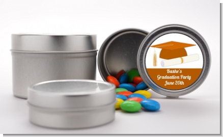 Graduation Cap Orange - Custom Graduation Party Favor Tins