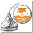 Graduation Cap Orange - Hershey Kiss Graduation Party Sticker Labels thumbnail