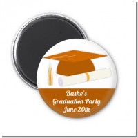 Graduation Cap Orange - Personalized Graduation Party Magnet Favors