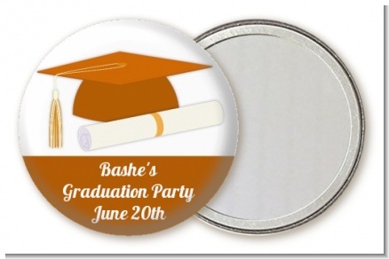 Graduation Cap Orange - Personalized Graduation Party Pocket Mirror Favors