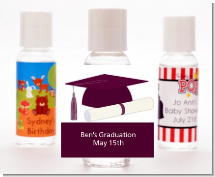 Graduation Cap Purple - Personalized Graduation Party Hand Sanitizers Favors