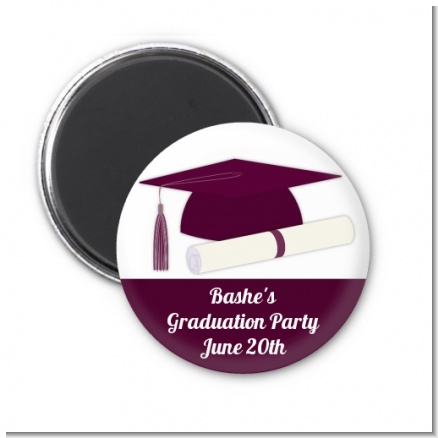 Graduation Cap Purple - Personalized Graduation Party Magnet Favors