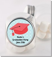 Graduation Cap Red - Personalized Graduation Party Candy Jar
