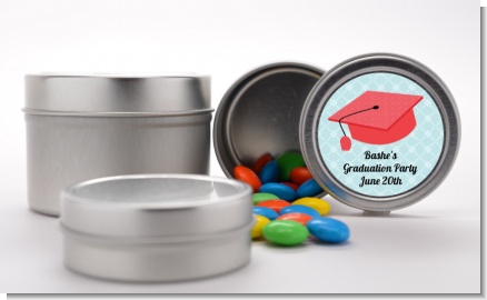 Graduation Cap Red - Custom Graduation Party Favor Tins