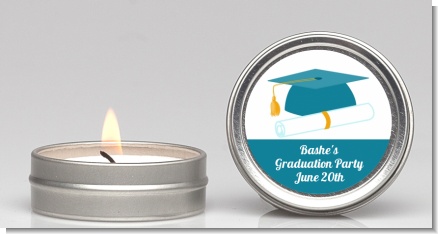 Graduation Cap Teal - Graduation Party Candle Favors