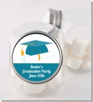 Graduation Cap Teal - Personalized Graduation Party Candy Jar