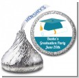 Graduation Cap Teal - Hershey Kiss Graduation Party Sticker Labels thumbnail