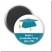 Graduation Cap Teal - Personalized Graduation Party Magnet Favors