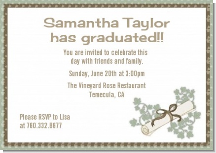 Graduation Diploma - Graduation Party Invitations