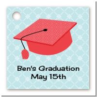 Graduation Cap Red - Personalized Graduation Party Card Stock Favor Tags