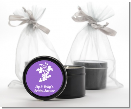 Grapes - Bridal Shower Black Candle Tin Favors