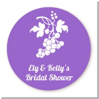 Grapes - Round Personalized Bridal Shower Sticker Labels