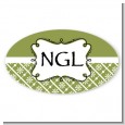 Modern Thatch Green - Personalized Everyday Party Oval Sticker/Labels thumbnail