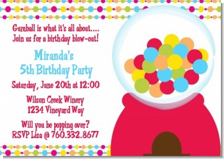 Gumball - Birthday Party Invitations