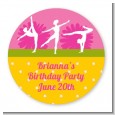 Gymnastics - Round Personalized Birthday Party Sticker Labels thumbnail