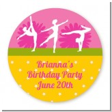 Gymnastics - Round Personalized Birthday Party Sticker Labels