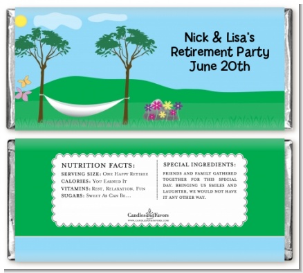 Hammock - Personalized Retirement Party Candy Bar Wrappers