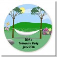 Hammock - Round Personalized Retirement Party Sticker Labels thumbnail