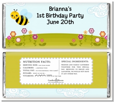 Happy Bee Day - Personalized Birthday Party Candy Bar Wrappers