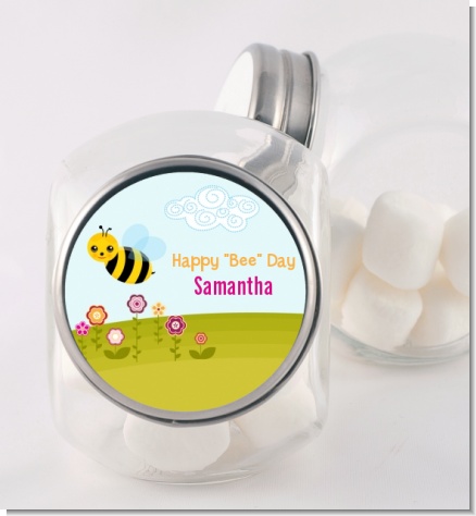 Happy Bee Day - Personalized Birthday Party Candy Jar