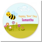 Happy Bee Day - Round Personalized Birthday Party Sticker Labels