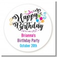 Happy Birthday - Round Personalized Birthday Party Sticker Labels thumbnail