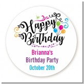 Happy Birthday - Round Personalized Birthday Party Sticker Labels
