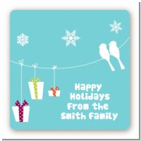 Happy Holidays on a String - Square Personalized Christmas Sticker Labels