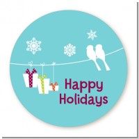 Happy Holidays on a String - Round Personalized Christmas Sticker Labels