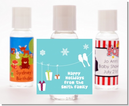 Happy Holidays on a String - Personalized Christmas Hand Sanitizers Favors