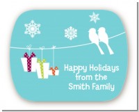 Happy Holidays on a String - Personalized Christmas Rounded Corner Stickers
