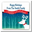 Happy Holidays Reindeer - Square Personalized Christmas Sticker Labels thumbnail