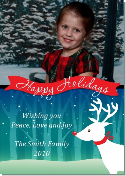 Happy Holidays Reindeer - Personalized Photo Christmas Cards