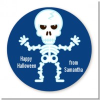 Happy Skeleton - Round Personalized Halloween Sticker Labels
