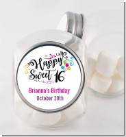 Happy Sweet 16 - Personalized Birthday Party Candy Jar