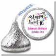 Happy Sweet 16 - Hershey Kiss Birthday Party Sticker Labels thumbnail