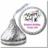 Happy Sweet 16 - Hershey Kiss Birthday Party Sticker Labels