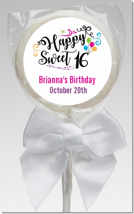 Happy Sweet 16 - Personalized Birthday Party Lollipop Favors