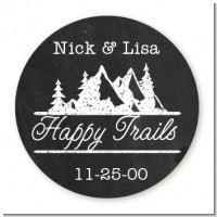 Happy Trails - Round Personalized Bridal Shower Sticker Labels
