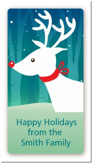 Happy Holidays Reindeer - Custom Rectangle Christmas Sticker/Labels