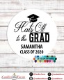 Hats Off To The Grad - Round Personalized Graduation Party Sticker Labels thumbnail