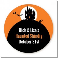 Haunted House - Round Personalized Halloween Sticker Labels