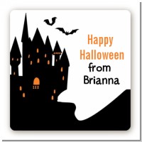 Haunted House - Square Personalized Halloween Sticker Labels