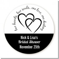 Hearts & Soul - Round Personalized Bridal Shower Sticker Labels