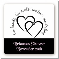 Hearts & Soul - Square Personalized Bridal Shower Sticker Labels