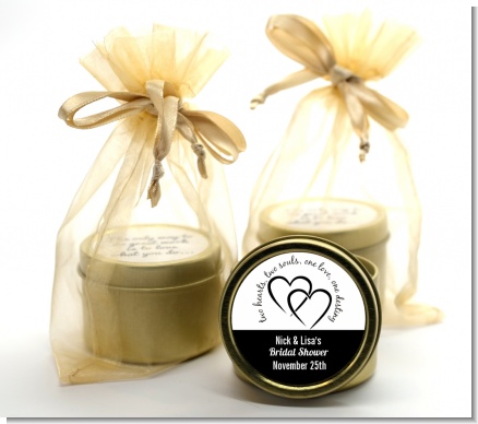 Hearts & Soul - Bridal Shower Gold Tin Candle Favors