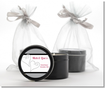 Hearts - Bridal Shower Black Candle Tin Favors